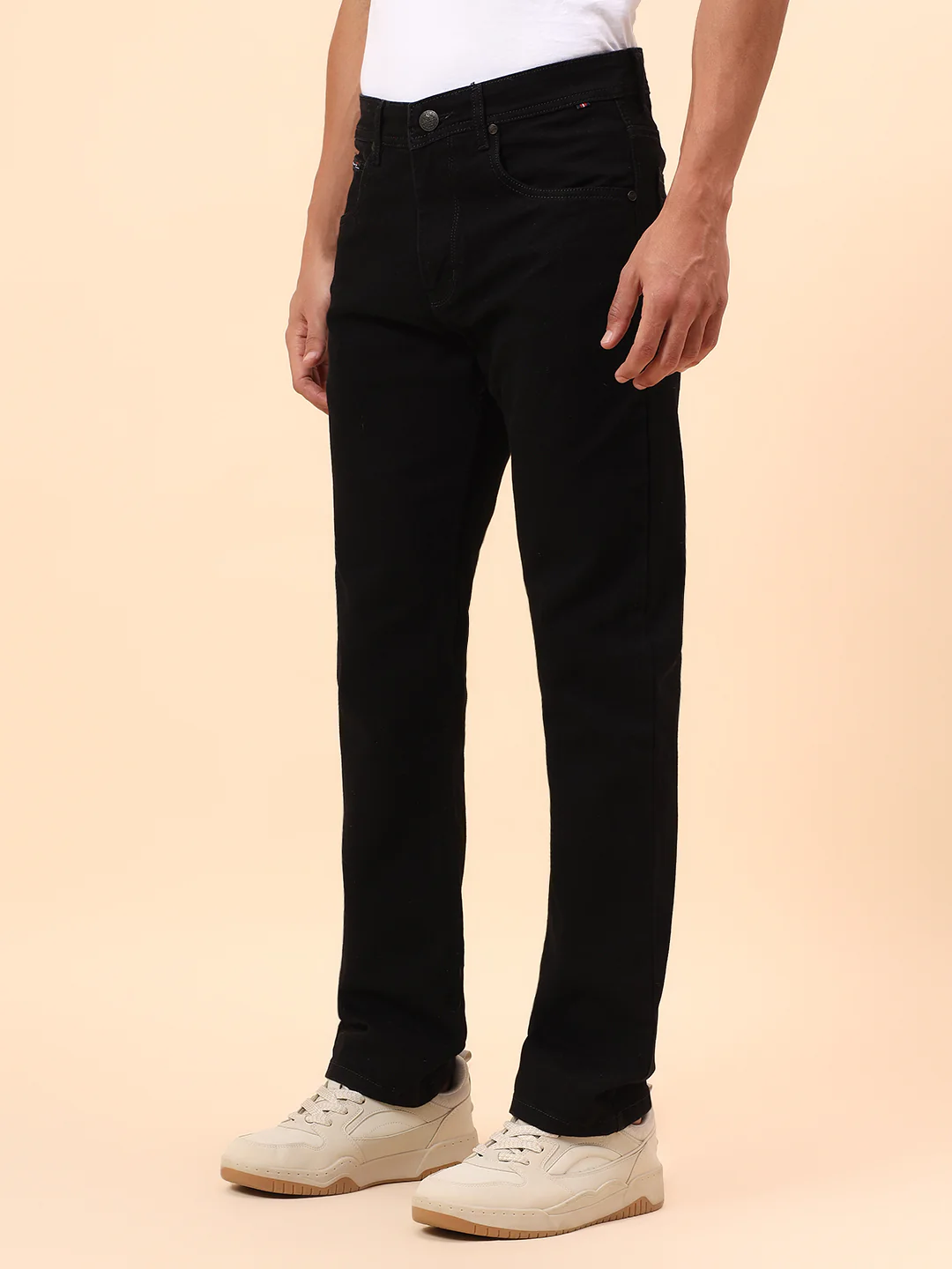 Denim Jeans for Men l Breathable & Soft with Color Fastness Straight Fit Cotton Blend Fabric Solid Pattern Button Closure - Image 5
