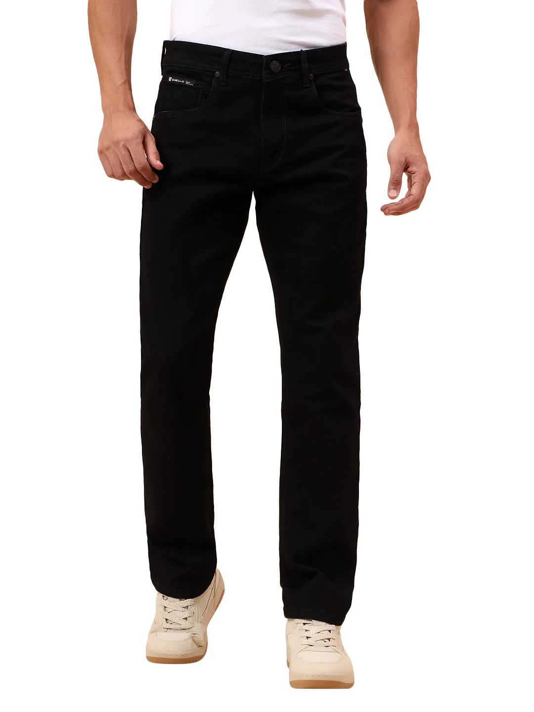 Denim Jeans for Men l Breathable & Soft with Color Fastness Straight Fit Cotton Blend Fabric Solid Pattern Button Closure - Image 9