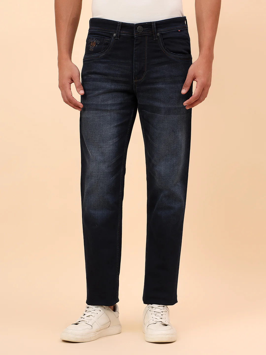 Denim Jeans for Men l Breathable & Soft with Color Fastness Straight Fit Cotton Blend Fabric Solid Pattern Button Closure - Image 3