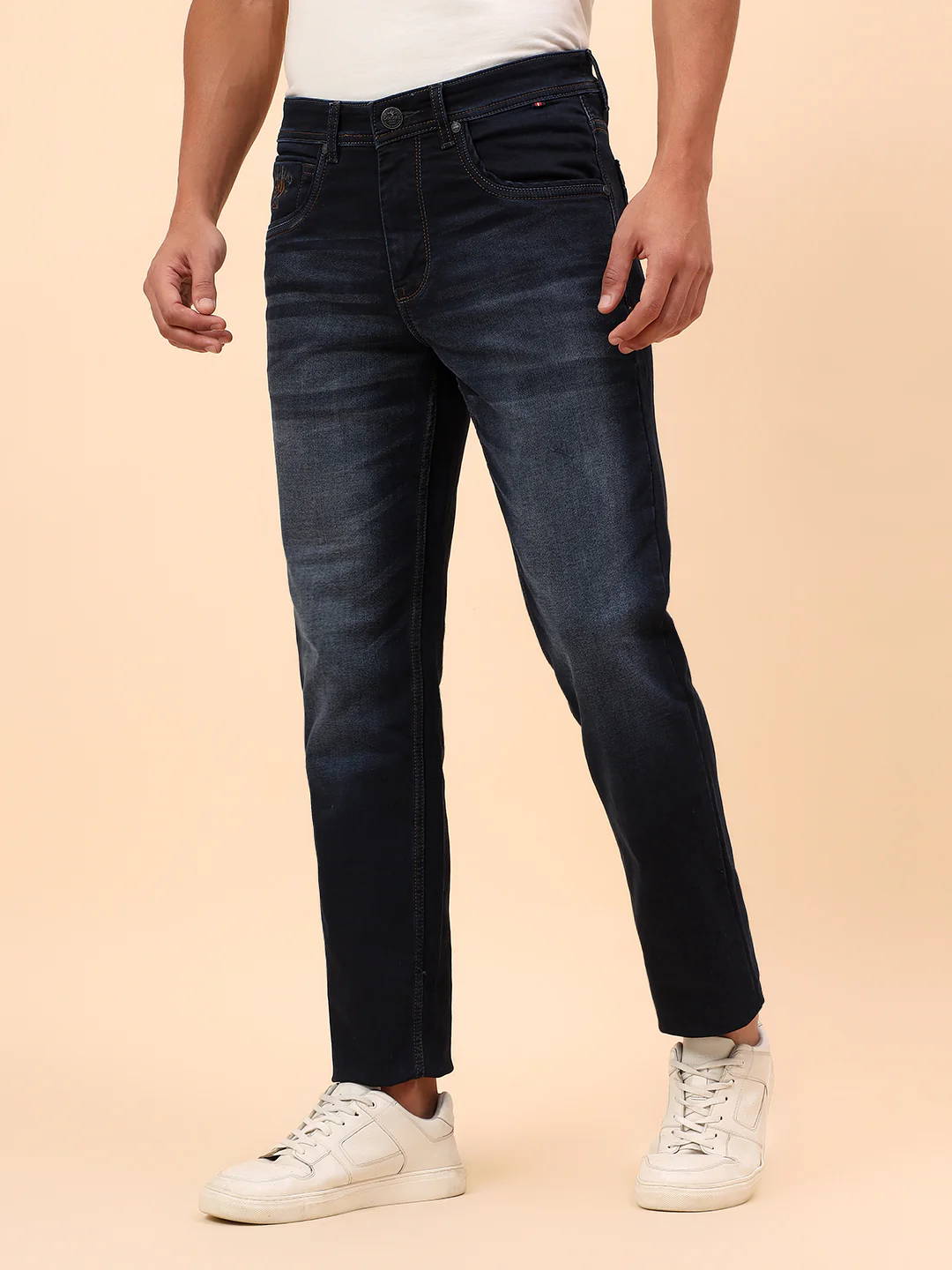 Denim Jeans for Men l Breathable & Soft with Color Fastness Straight Fit Cotton Blend Fabric Solid Pattern Button Closure - Image 4