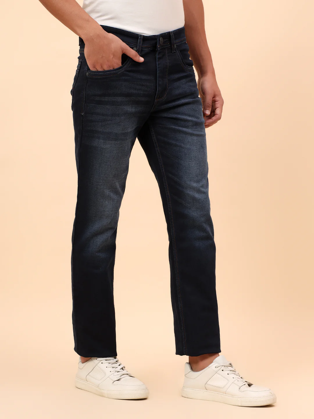 Denim Jeans for Men l Breathable & Soft with Color Fastness Straight Fit Cotton Blend Fabric Solid Pattern Button Closure - Image 5