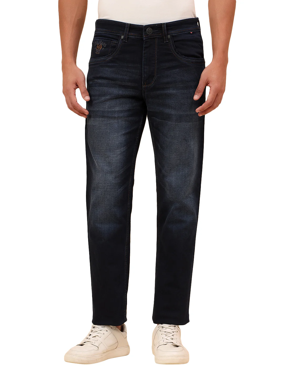 Denim Jeans for Men l Breathable & Soft with Color Fastness Straight Fit Cotton Blend Fabric Solid Pattern Button Closure - Image 9