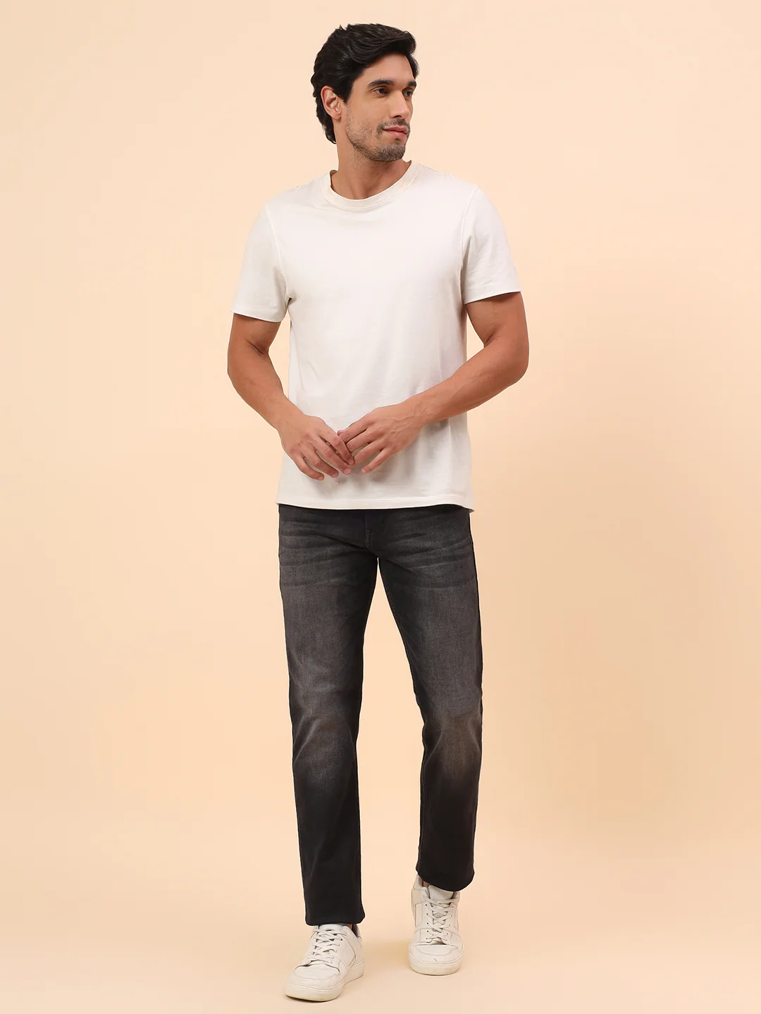Denim Jeans for Men l Breathable & Soft with Color Fastness Straight Fit Cotton Blend Fabric Solid Pattern Button Closure - Image 2