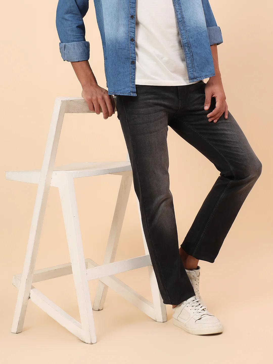 Denim Jeans for Men l Breathable & Soft with Color Fastness Straight Fit Cotton Blend Fabric Solid Pattern Button Closure - Image 3