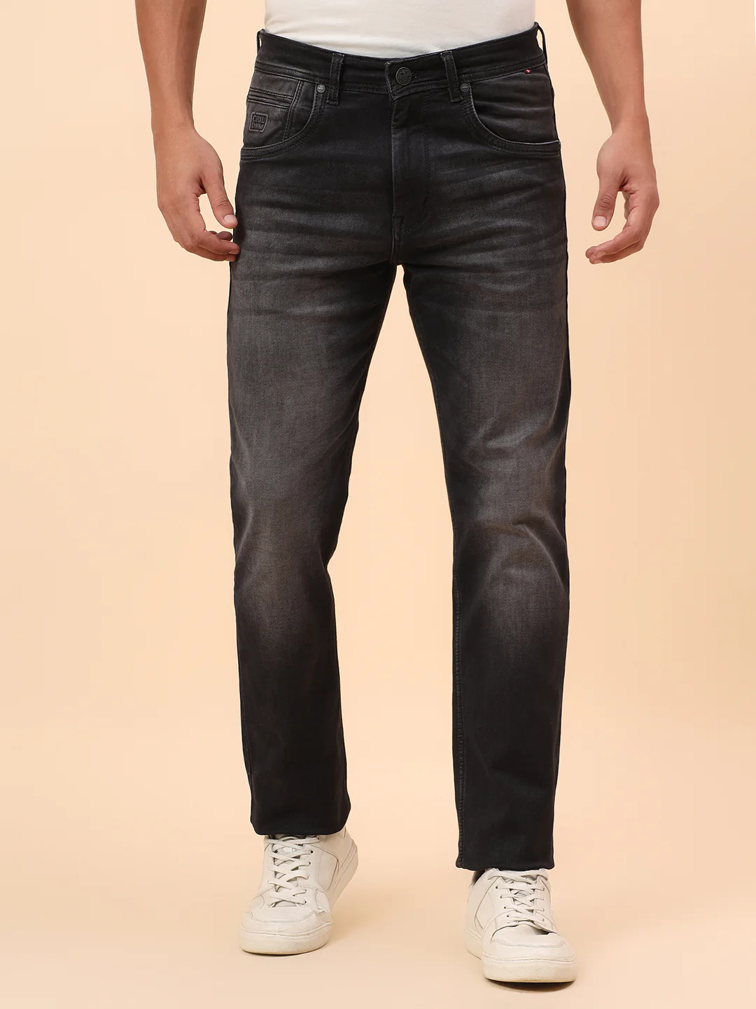 Denim Jeans for Men l Breathable & Soft with Color Fastness Straight Fit Cotton Blend Fabric Solid Pattern Button Closure - Image 4