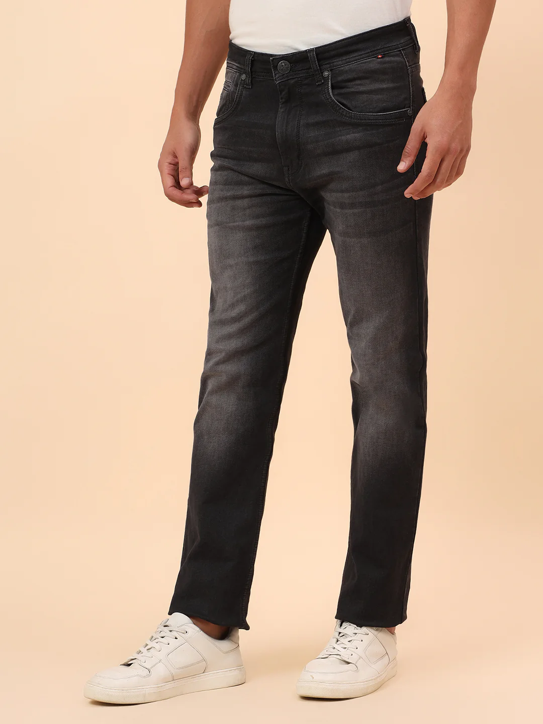 Denim Jeans for Men l Breathable & Soft with Color Fastness Straight Fit Cotton Blend Fabric Solid Pattern Button Closure - Image 5