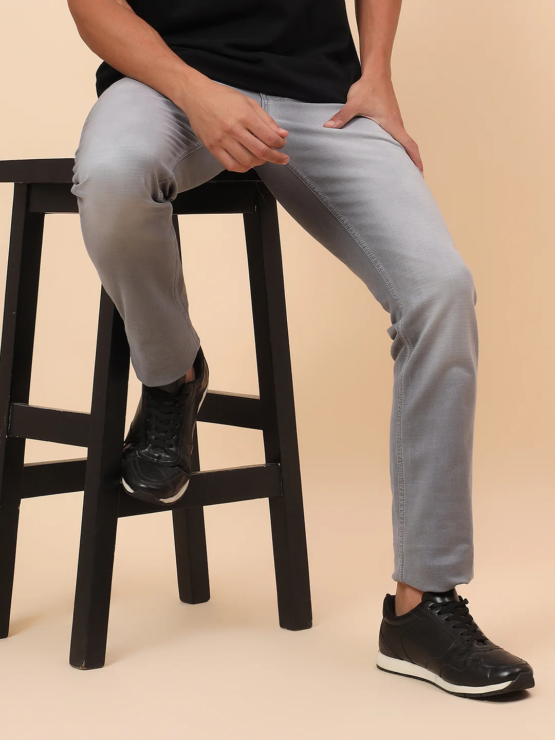 Denim Jeans for Men l Breathable & Soft with Color Fastness Straight Fit Cotton Blend Fabric Solid Pattern Button Closure - Image 3