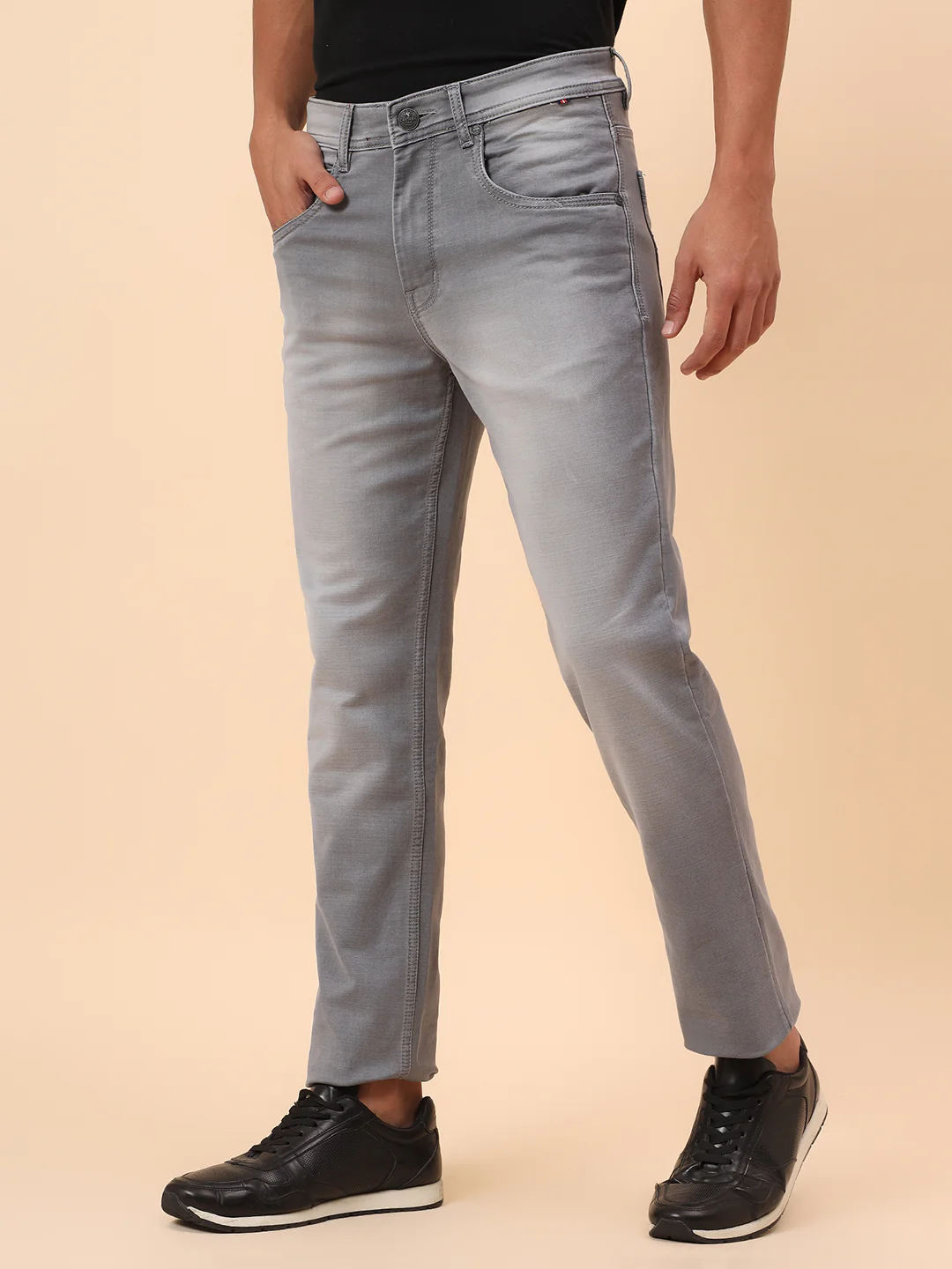 Denim Jeans for Men l Breathable & Soft with Color Fastness Straight Fit Cotton Blend Fabric Solid Pattern Button Closure - Image 5