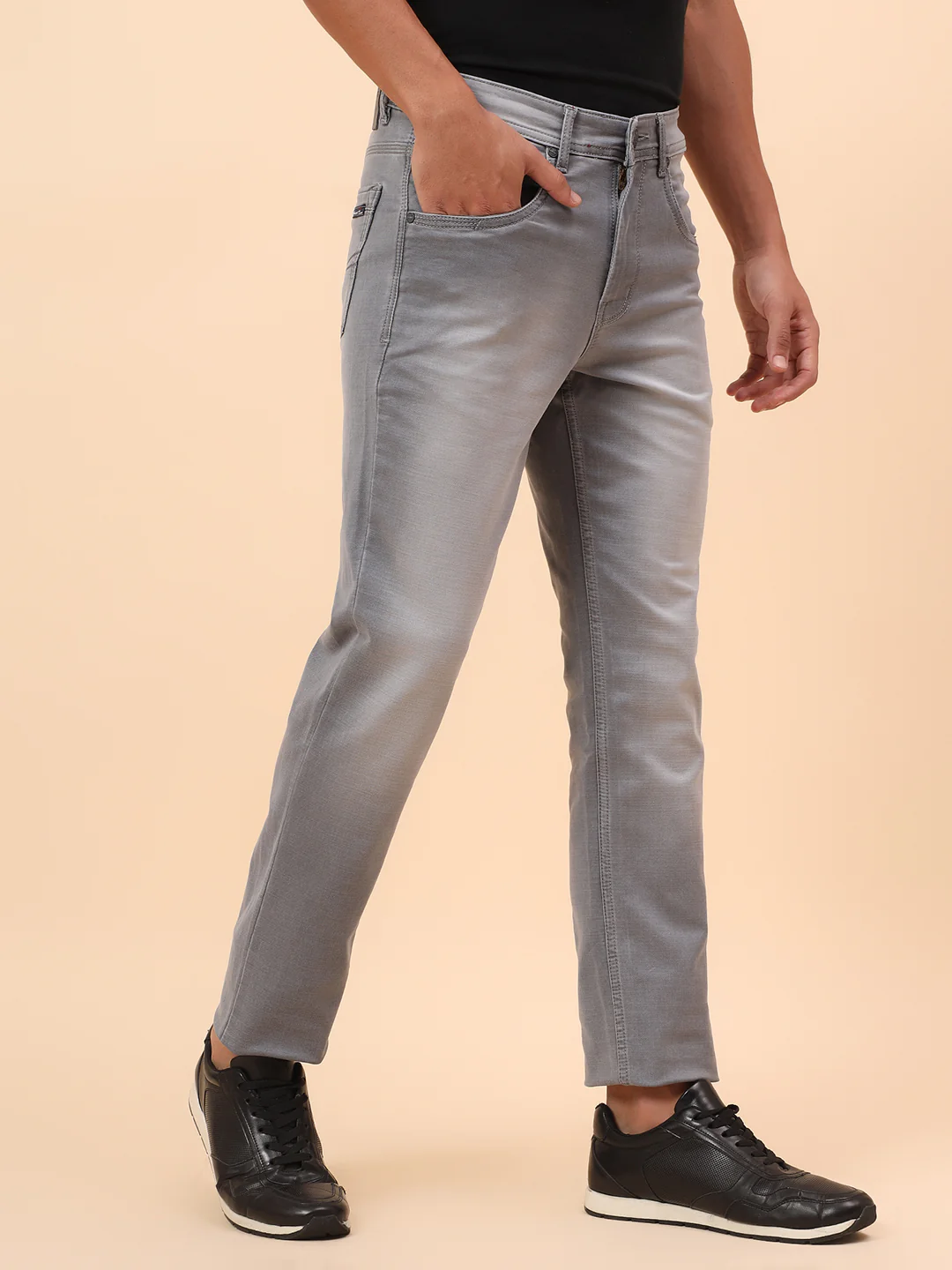 Denim Jeans for Men l Breathable & Soft with Color Fastness Straight Fit Cotton Blend Fabric Solid Pattern Button Closure - Image 7