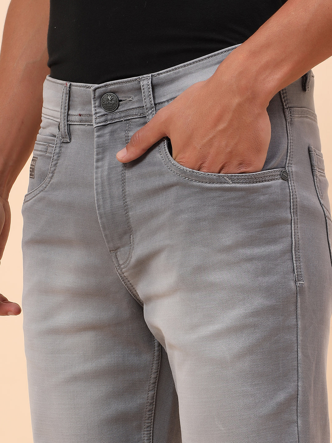 Denim Jeans for Men l Breathable & Soft with Color Fastness Straight Fit Cotton Blend Fabric Solid Pattern Button Closure - Image 8