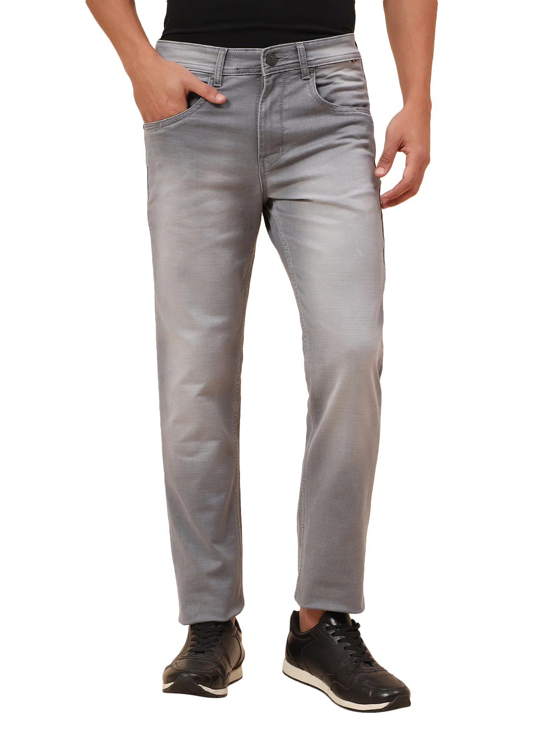 Denim Jeans for Men l Breathable & Soft with Color Fastness Straight Fit Cotton Blend Fabric Solid Pattern Button Closure - Image 9