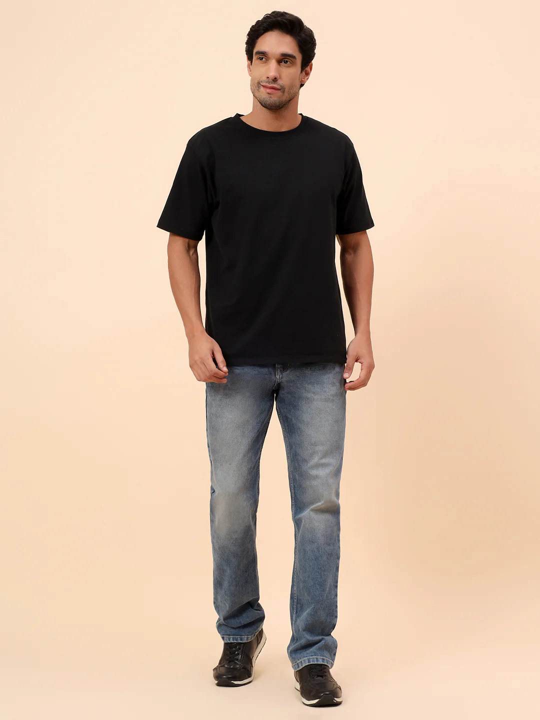 Denim Jeans for Men l Breathable & Soft with Color Fastness Straight Fit Cotton Blend Fabric Solid Pattern Button Closure - Image 2