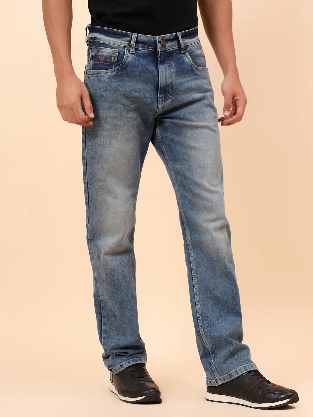 Denim Jeans for Men l Breathable & Soft with Color Fastness Straight Fit Cotton Blend Fabric Solid Pattern Button Closure - Image 5