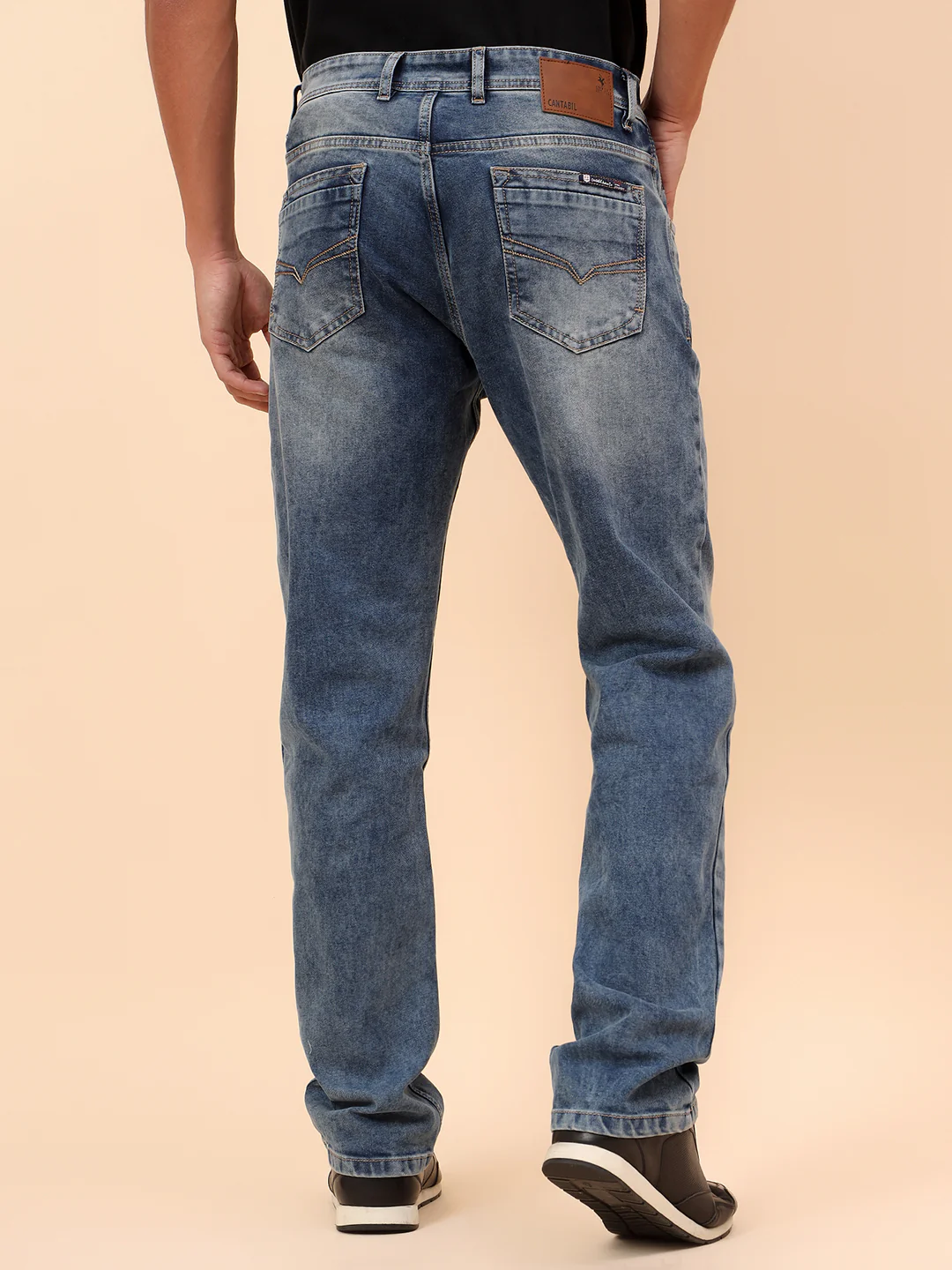 Denim Jeans for Men l Breathable & Soft with Color Fastness Straight Fit Cotton Blend Fabric Solid Pattern Button Closure - Image 6