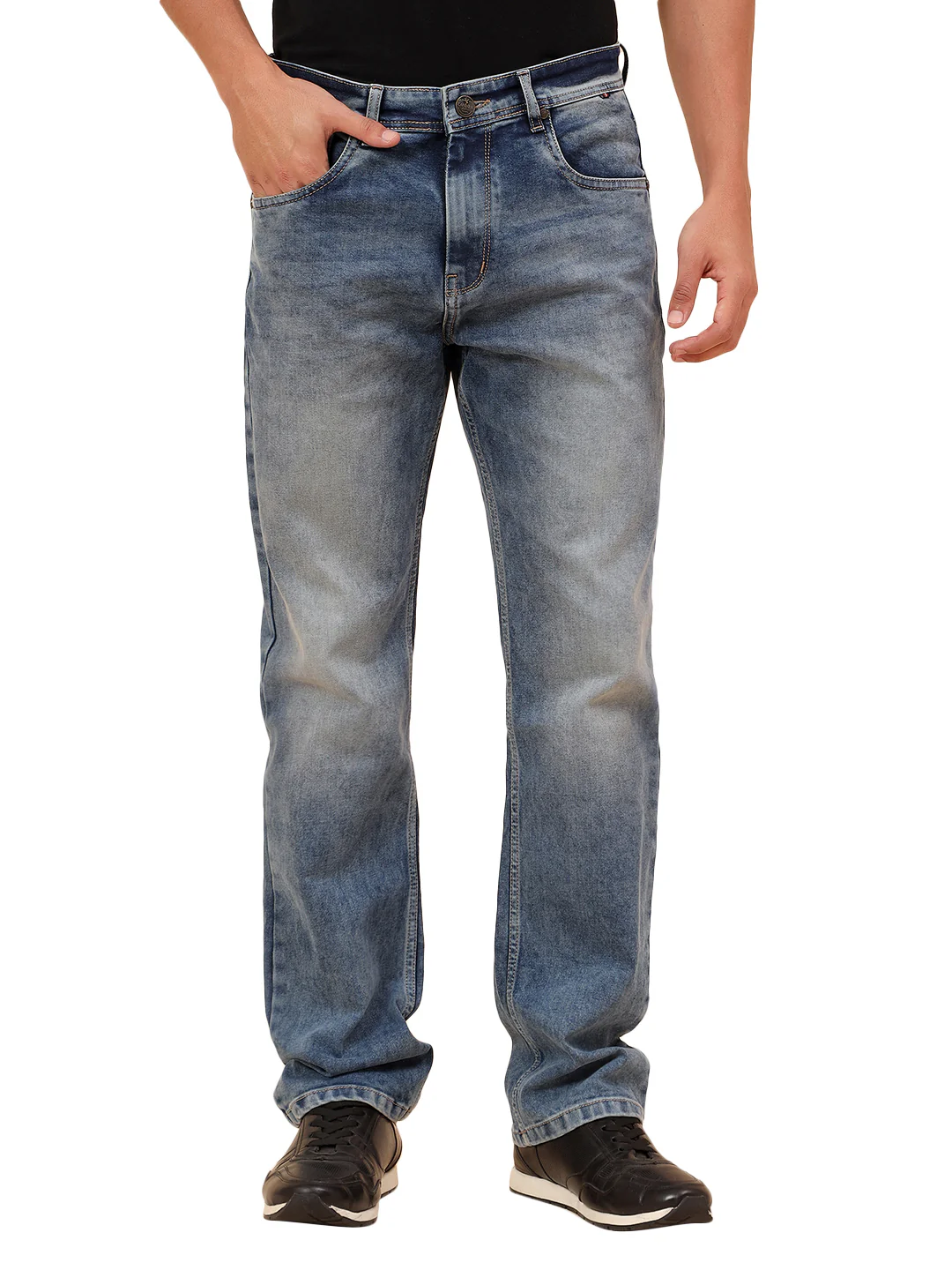 Denim Jeans for Men l Breathable & Soft with Color Fastness Straight Fit Cotton Blend Fabric Solid Pattern Button Closure - Image 9