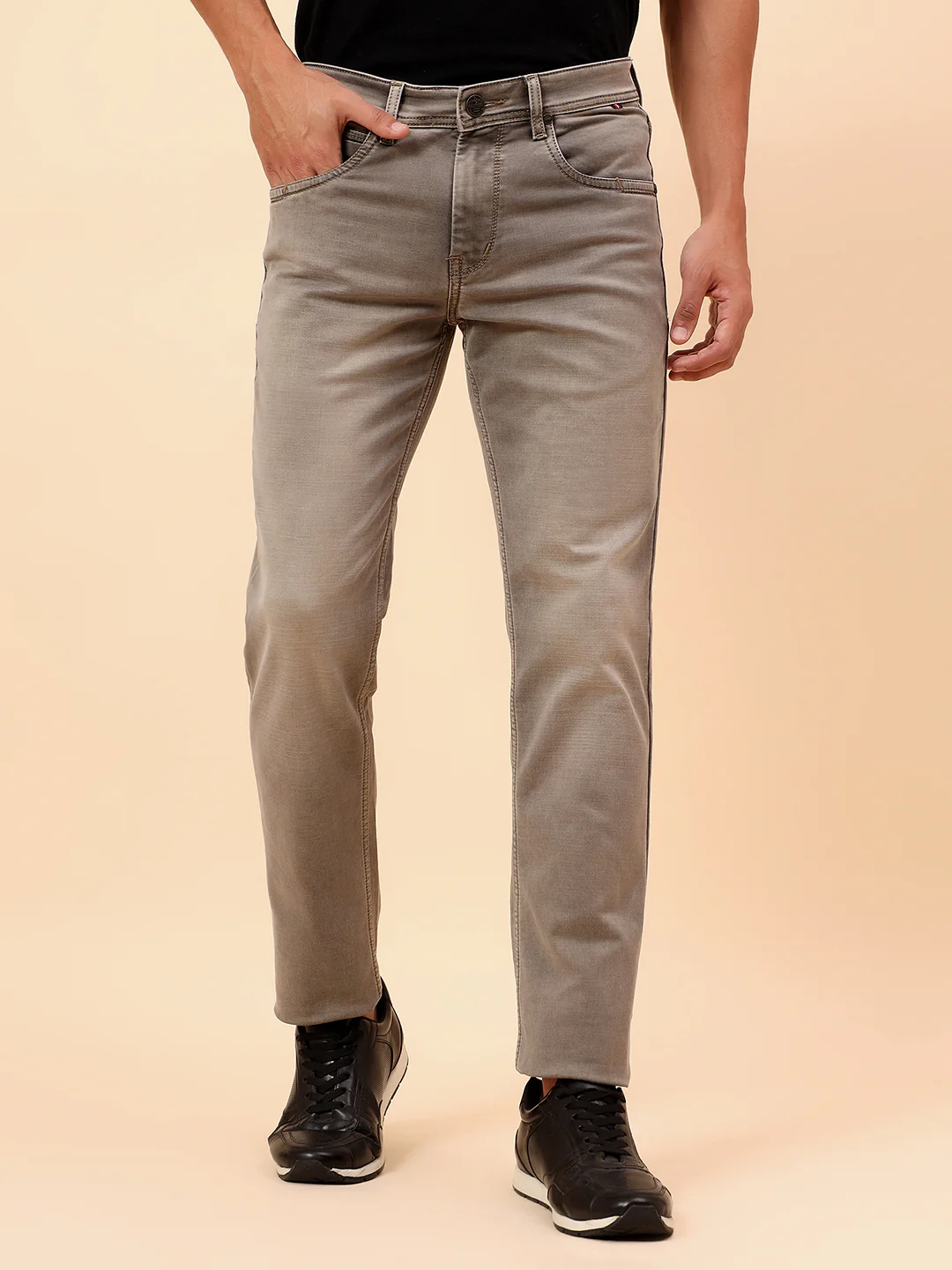 Denim Jeans for Men l Breathable & Soft with Color Fastness Straight Fit Cotton Blend Fabric Solid Pattern Button Closure - Image 3