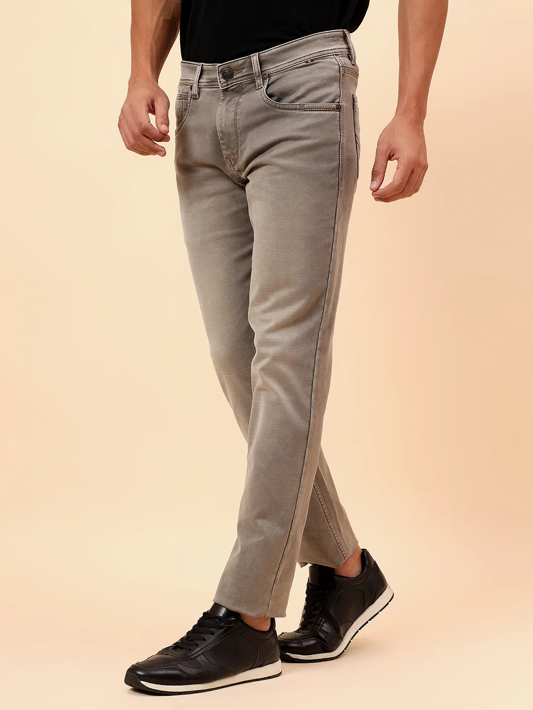 Denim Jeans for Men l Breathable & Soft with Color Fastness Straight Fit Cotton Blend Fabric Solid Pattern Button Closure - Image 4