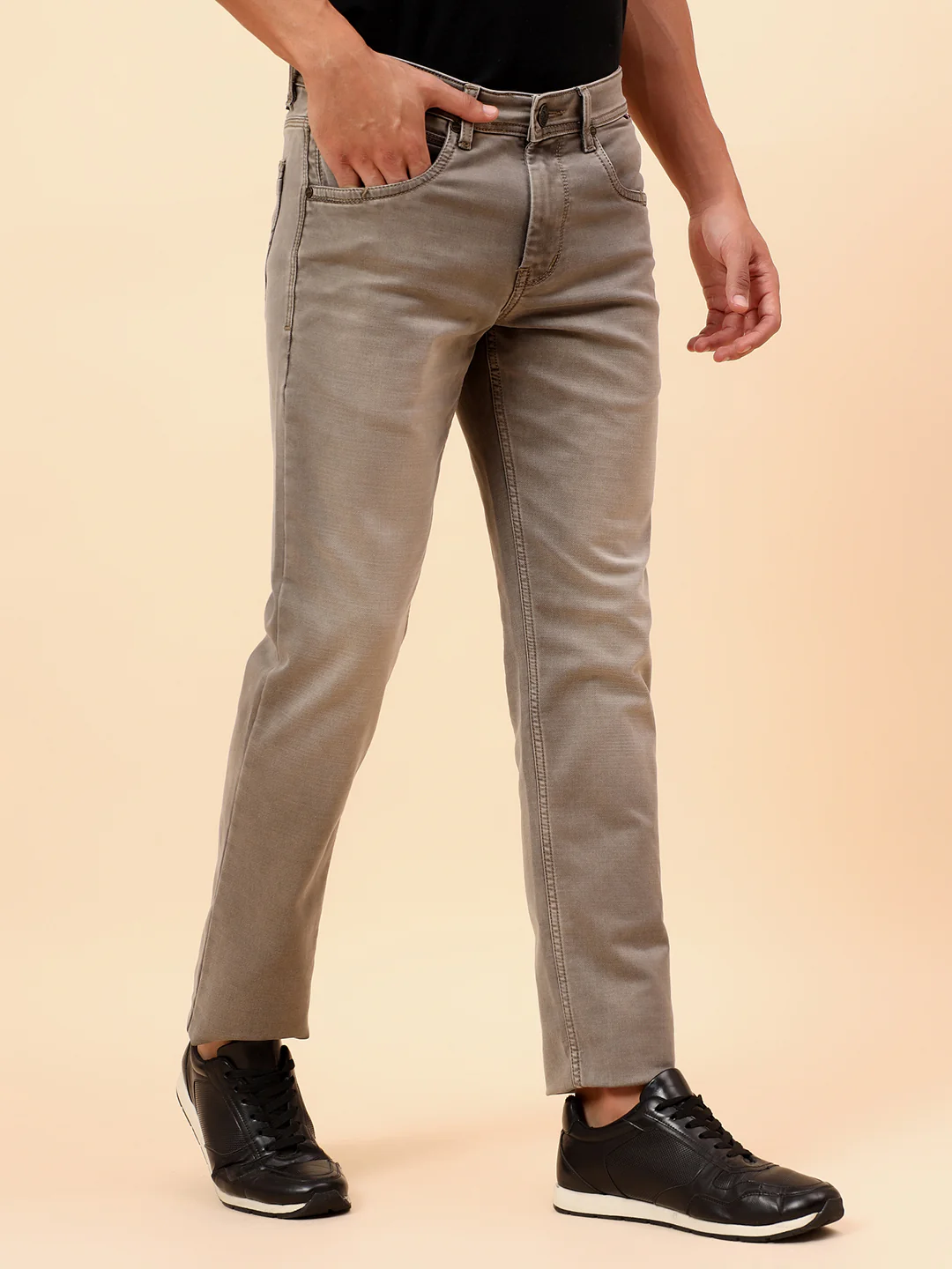 Denim Jeans for Men l Breathable & Soft with Color Fastness Straight Fit Cotton Blend Fabric Solid Pattern Button Closure - Image 5