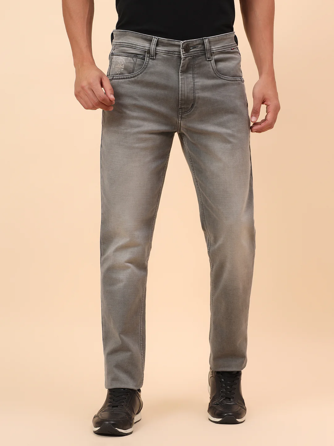 Denim Jeans for Men l Breathable & Soft with Color Fastness Straight Fit Cotton Blend Fabric Solid Pattern Button Closure - Image 3