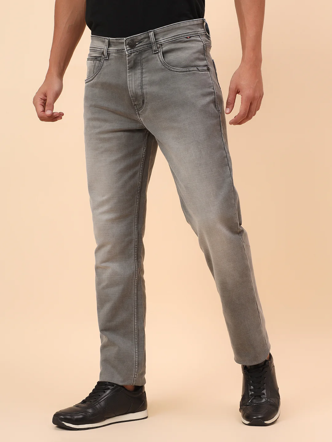 Denim Jeans for Men l Breathable & Soft with Color Fastness Straight Fit Cotton Blend Fabric Solid Pattern Button Closure - Image 4