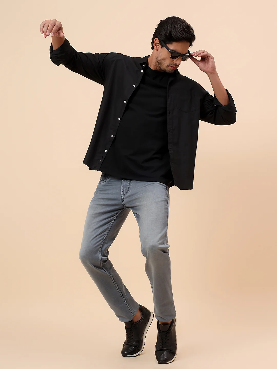 Denim Jeans for Men l Breathable & Soft with Color Fastness Straight Fit Cotton Blend Fabric Solid Pattern Button Closure - Image 2