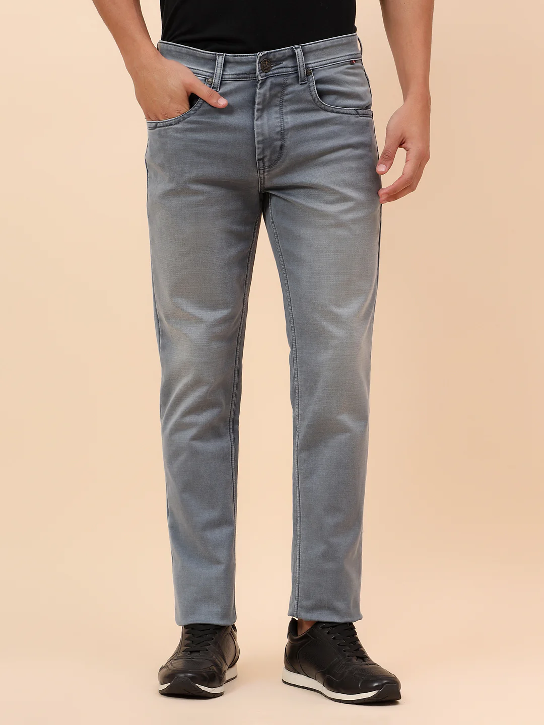 Denim Jeans for Men l Breathable & Soft with Color Fastness Straight Fit Cotton Blend Fabric Solid Pattern Button Closure - Image 3