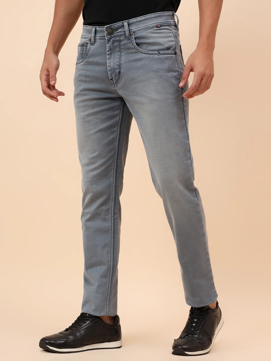Denim Jeans for Men l Breathable & Soft with Color Fastness Straight Fit Cotton Blend Fabric Solid Pattern Button Closure - Image 4