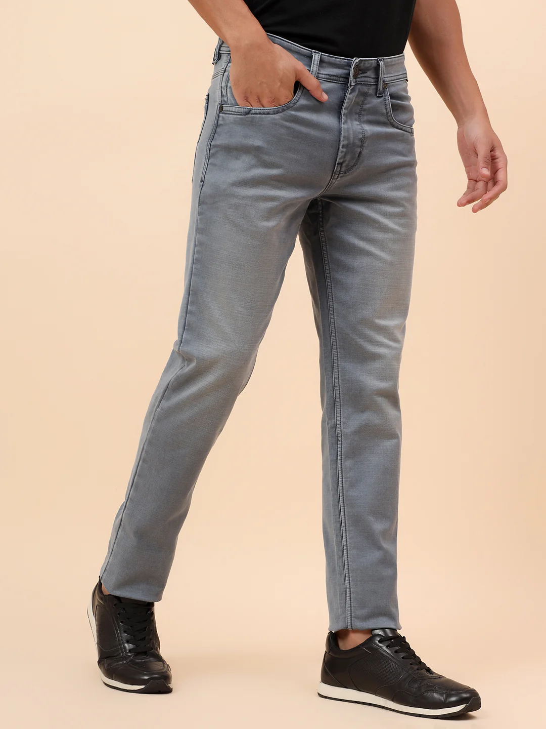 Denim Jeans for Men l Breathable & Soft with Color Fastness Straight Fit Cotton Blend Fabric Solid Pattern Button Closure - Image 5