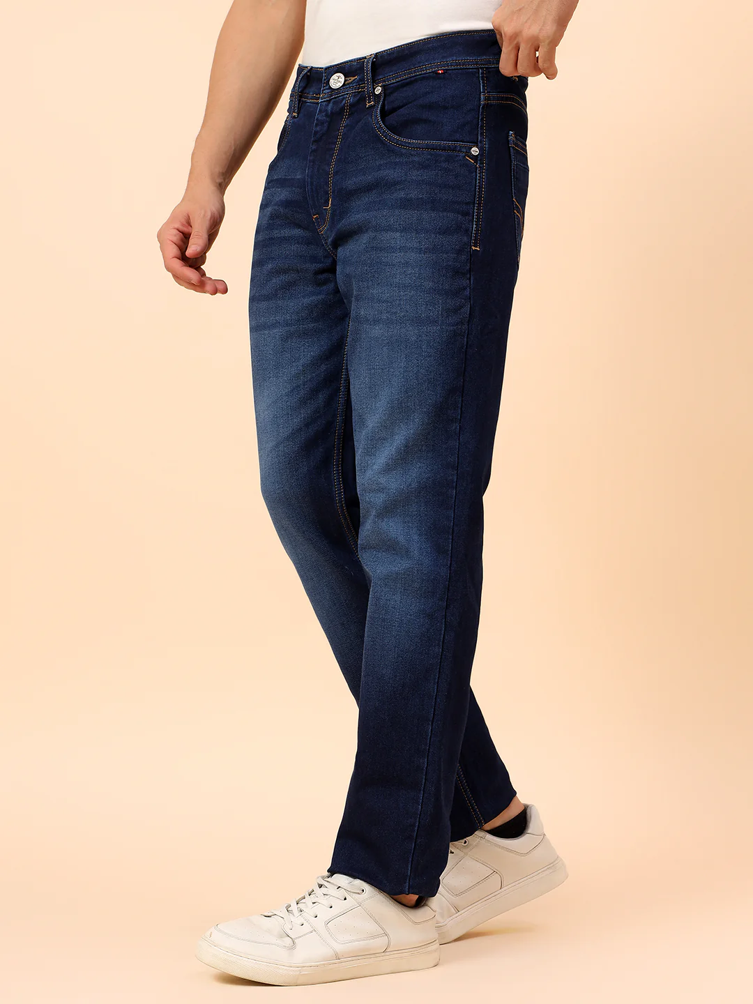 Denim Jeans for Men l Breathable & Soft with Color Fastness Straight Fit Cotton Blend Fabric Solid Pattern Button Closure - Image 4