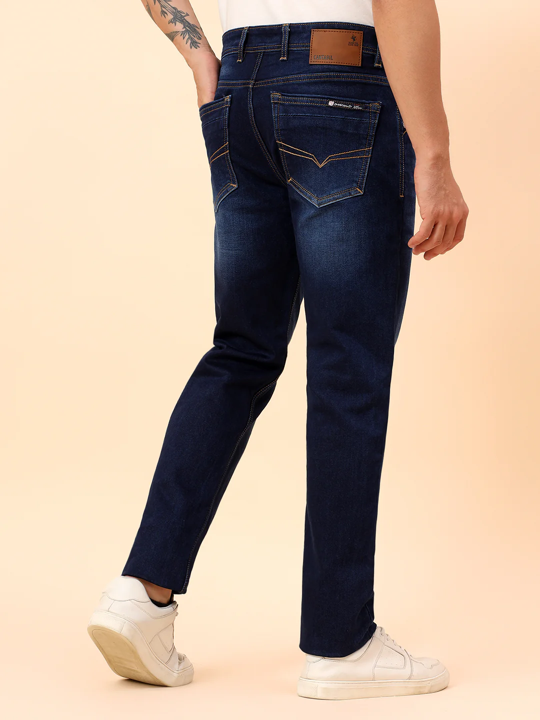 Denim Jeans for Men l Breathable & Soft with Color Fastness Straight Fit Cotton Blend Fabric Solid Pattern Button Closure - Image 6