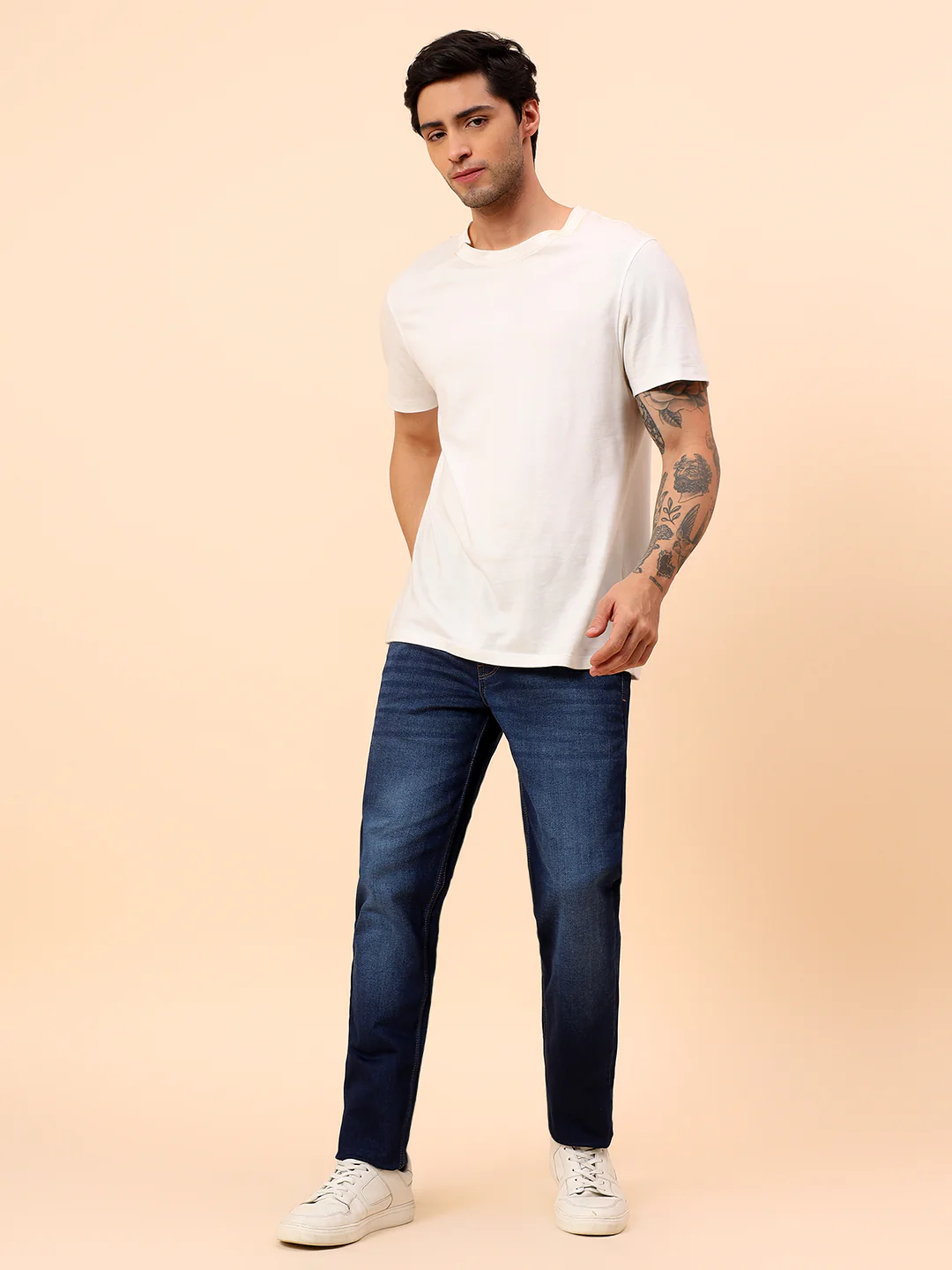 Denim Jeans for Men l Breathable & Soft with Color Fastness Straight Fit Cotton Blend Fabric Solid Pattern Button Closure - Image 8
