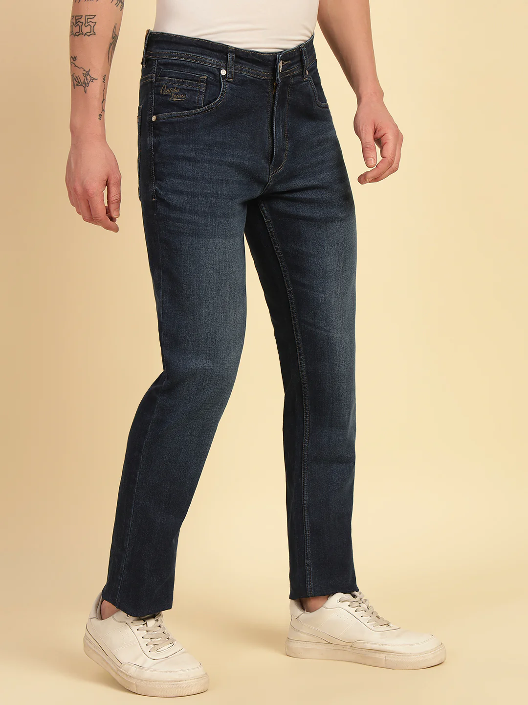 Denim Jeans for Men | Breathable & Soft with Color Fastness Straight Fit Cotton Blend Fabric Solid Pattern Button Closure - Image 6