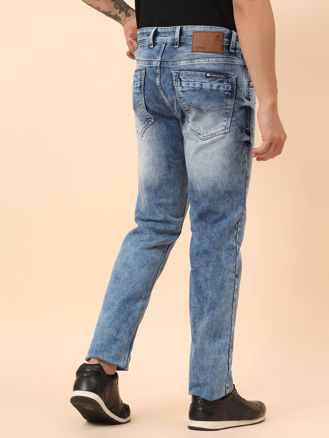Denim Jeans for Men l Breathable & Soft with Color Fastness Straight Fit Cotton Blend Fabric Solid Pattern Button Closure - Image 6