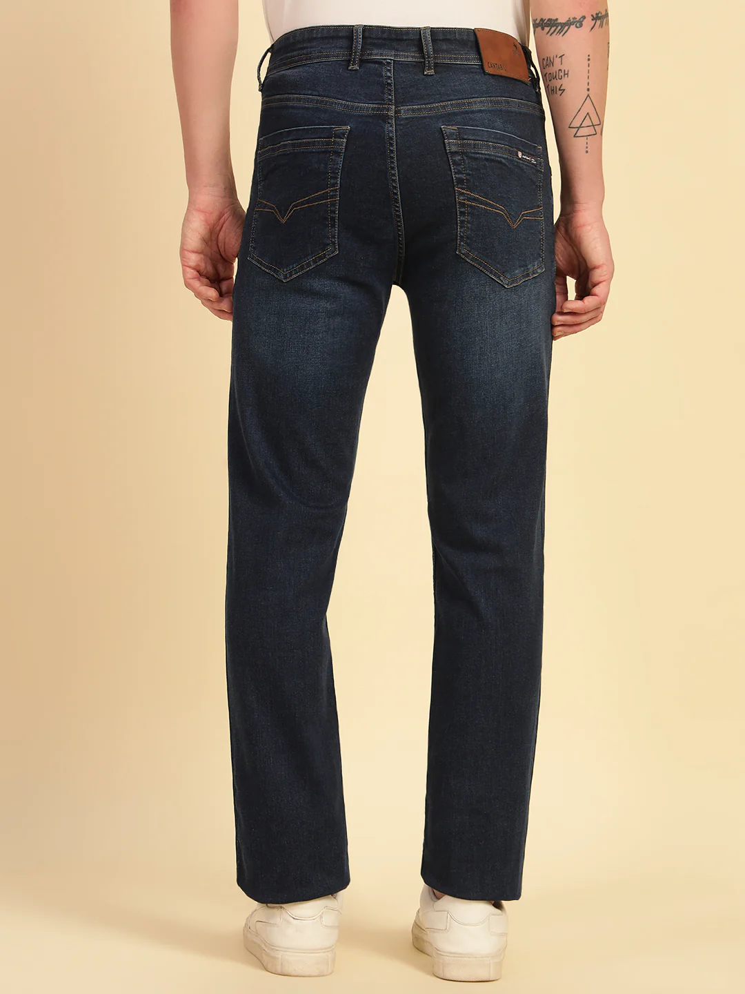 Denim Jeans for Men | Breathable & Soft with Color Fastness Straight Fit Cotton Blend Fabric Solid Pattern Button Closure - Image 7