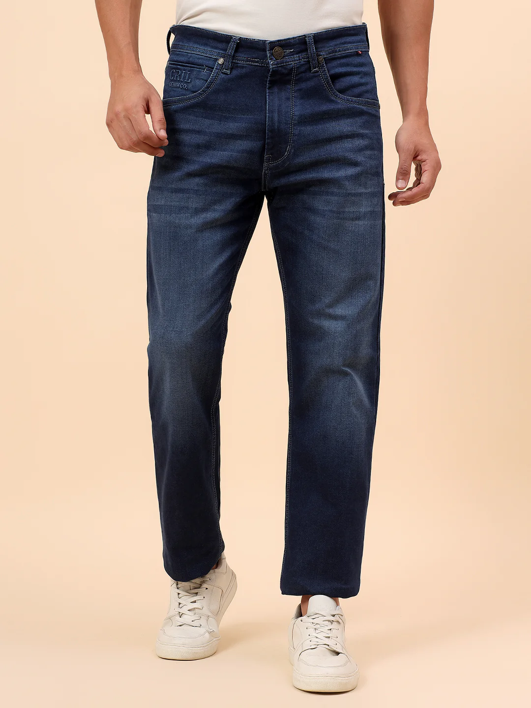 Denim Jeans for Men l Breathable & Soft with Color Fastness Straight Fit Cotton Blend Fabric Solid Pattern Button Closure - Image 3