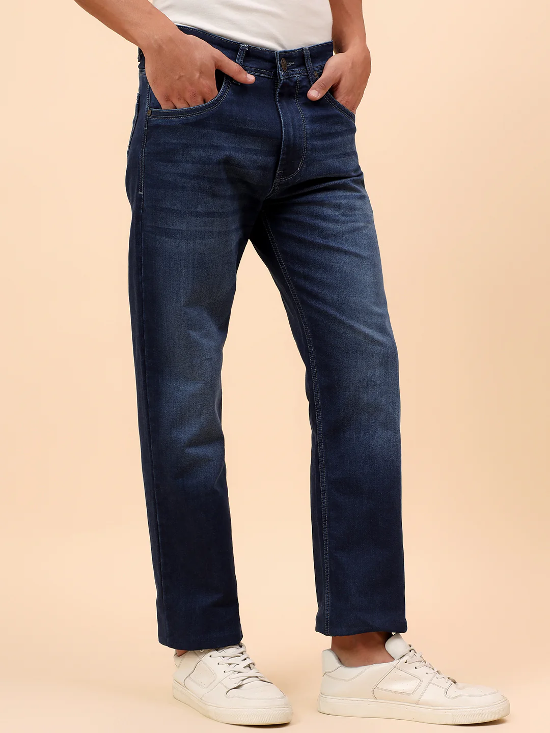 Denim Jeans for Men l Breathable & Soft with Color Fastness Straight Fit Cotton Blend Fabric Solid Pattern Button Closure - Image 5