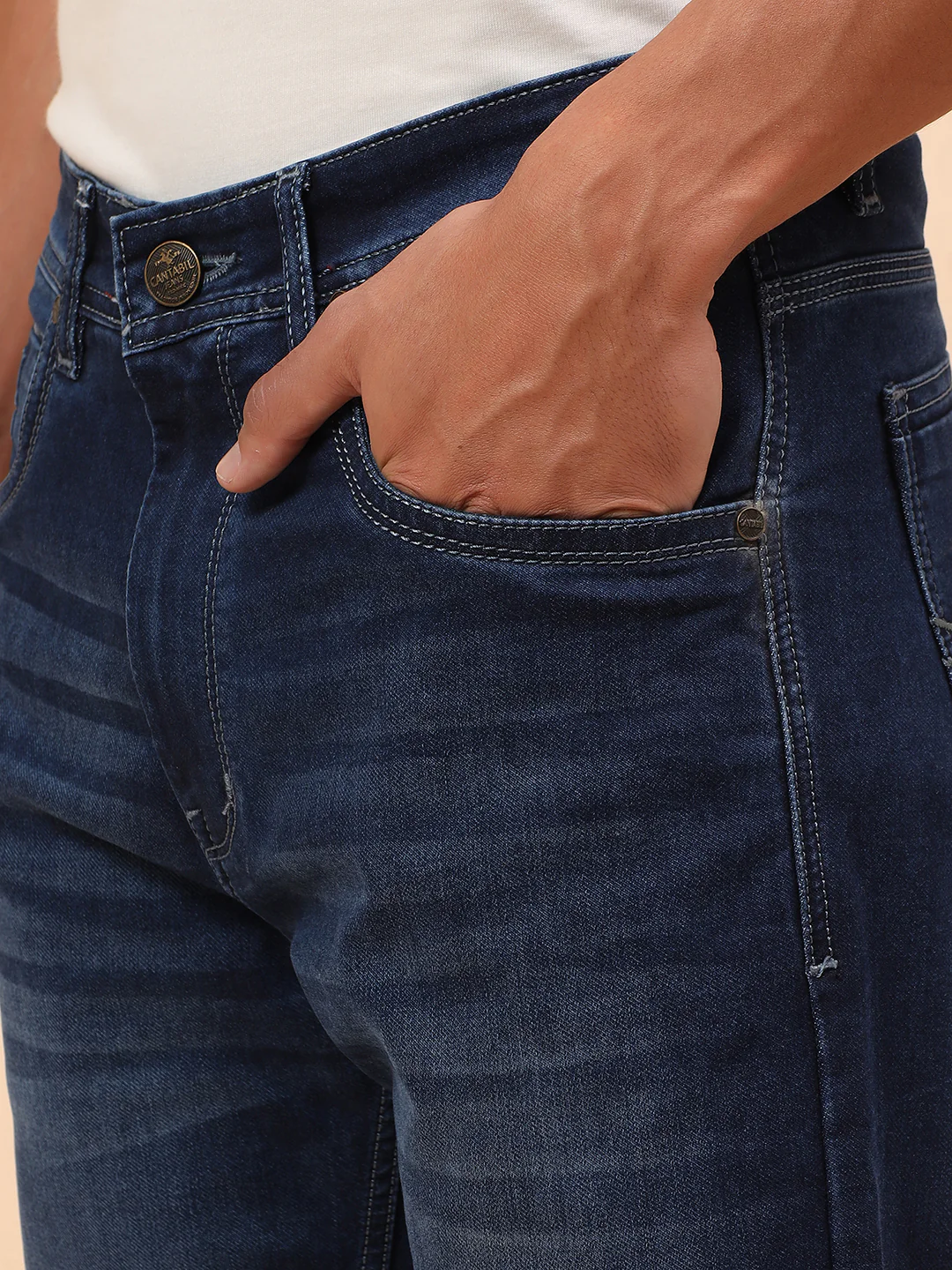 Denim Jeans for Men l Breathable & Soft with Color Fastness Straight Fit Cotton Blend Fabric Solid Pattern Button Closure - Image 7