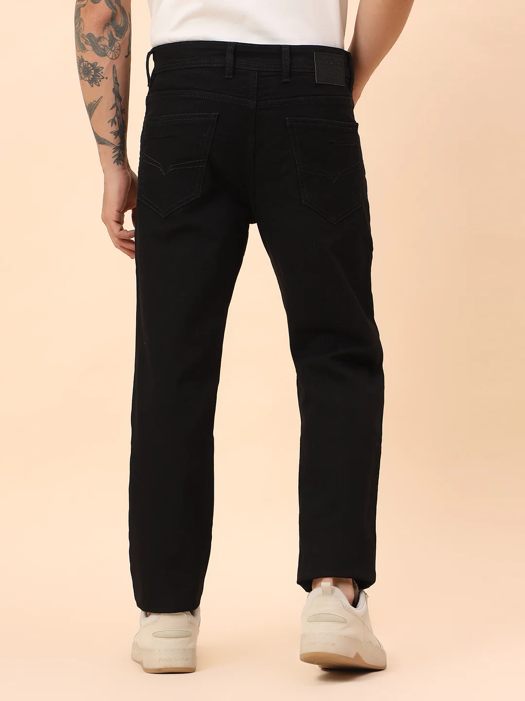Denim Jeans for Men l Breathable & Soft with Color Fastness Straight Fit Cotton Blend Fabric Solid Pattern Button Closure - Image 4
