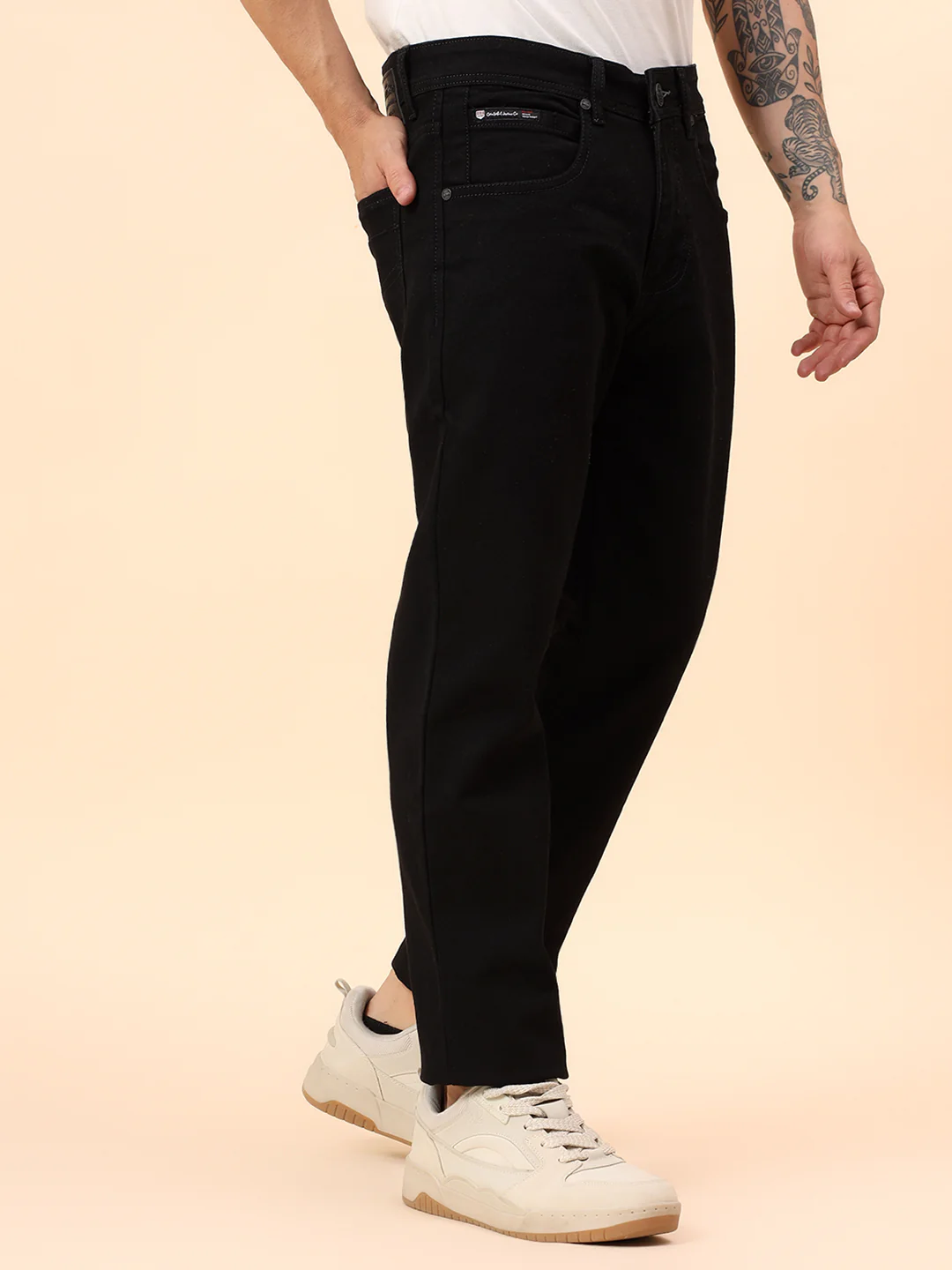 Denim Jeans for Men l Breathable & Soft with Color Fastness Straight Fit Cotton Blend Fabric Solid Pattern Button Closure - Image 6