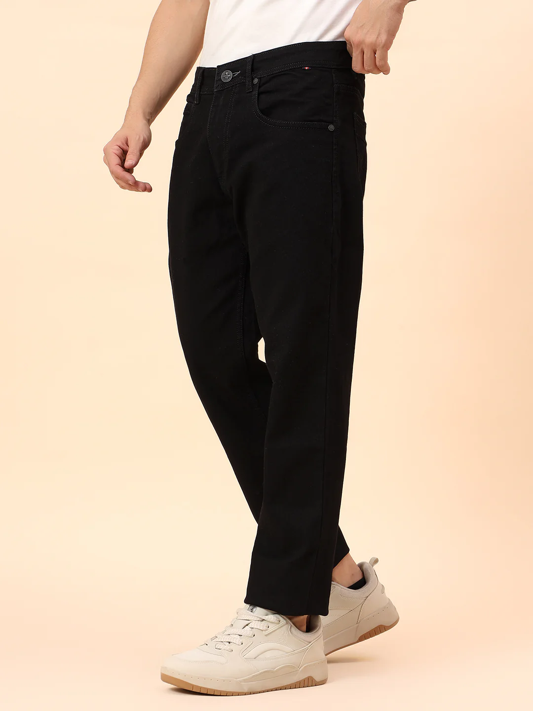 Denim Jeans for Men l Breathable & Soft with Color Fastness Straight Fit Cotton Blend Fabric Solid Pattern Button Closure - Image 8
