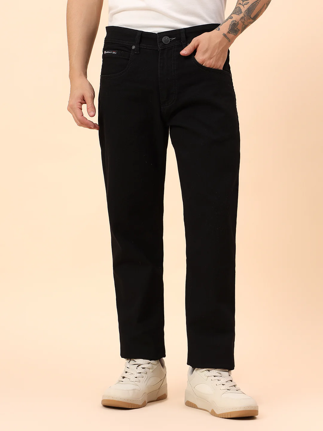 Denim Jeans for Men l Breathable & Soft with Color Fastness Straight Fit Cotton Blend Fabric Solid Pattern Button Closure - Image 9