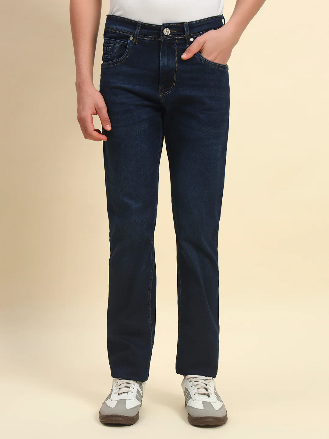 Denim Jeans for Men | Breathable & Soft with Color Fastness Straight Fit Poly Cotton Fabric Solid Pattern Button Closure - Image 2