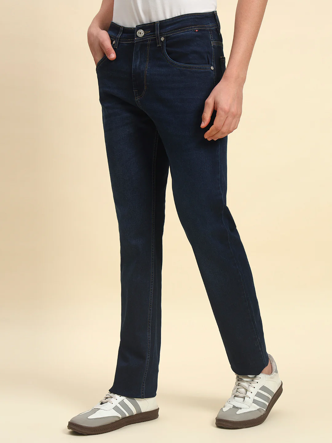 Denim Jeans for Men | Breathable & Soft with Color Fastness Straight Fit Poly Cotton Fabric Solid Pattern Button Closure - Image 3
