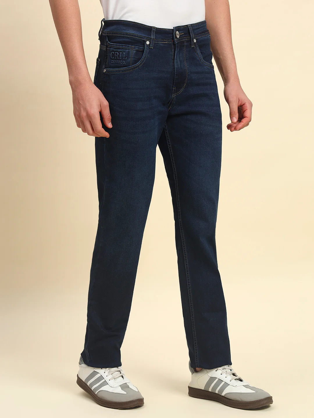 Denim Jeans for Men | Breathable & Soft with Color Fastness Straight Fit Poly Cotton Fabric Solid Pattern Button Closure - Image 4