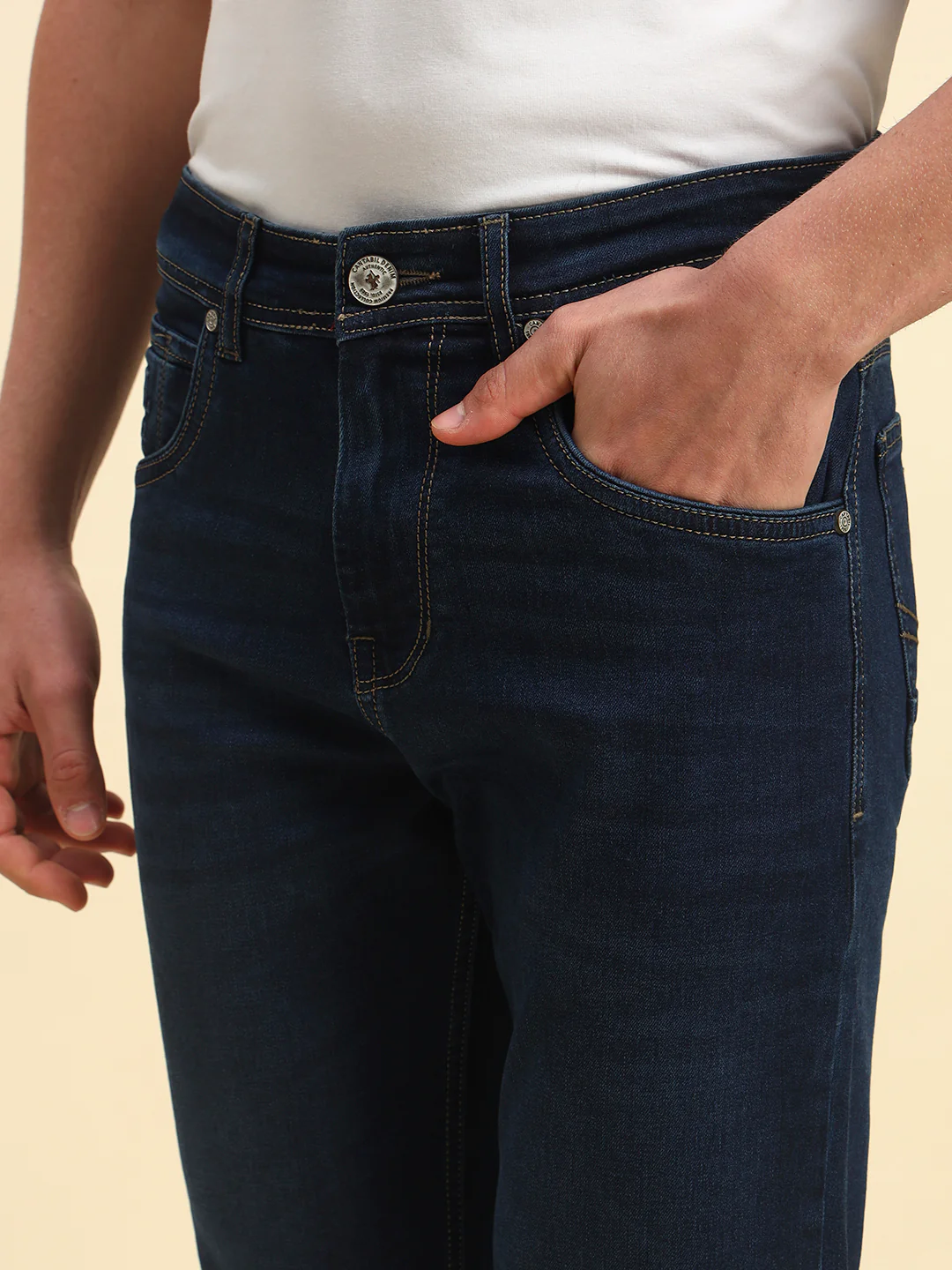 Denim Jeans for Men | Breathable & Soft with Color Fastness Straight Fit Poly Cotton Fabric Solid Pattern Button Closure - Image 5