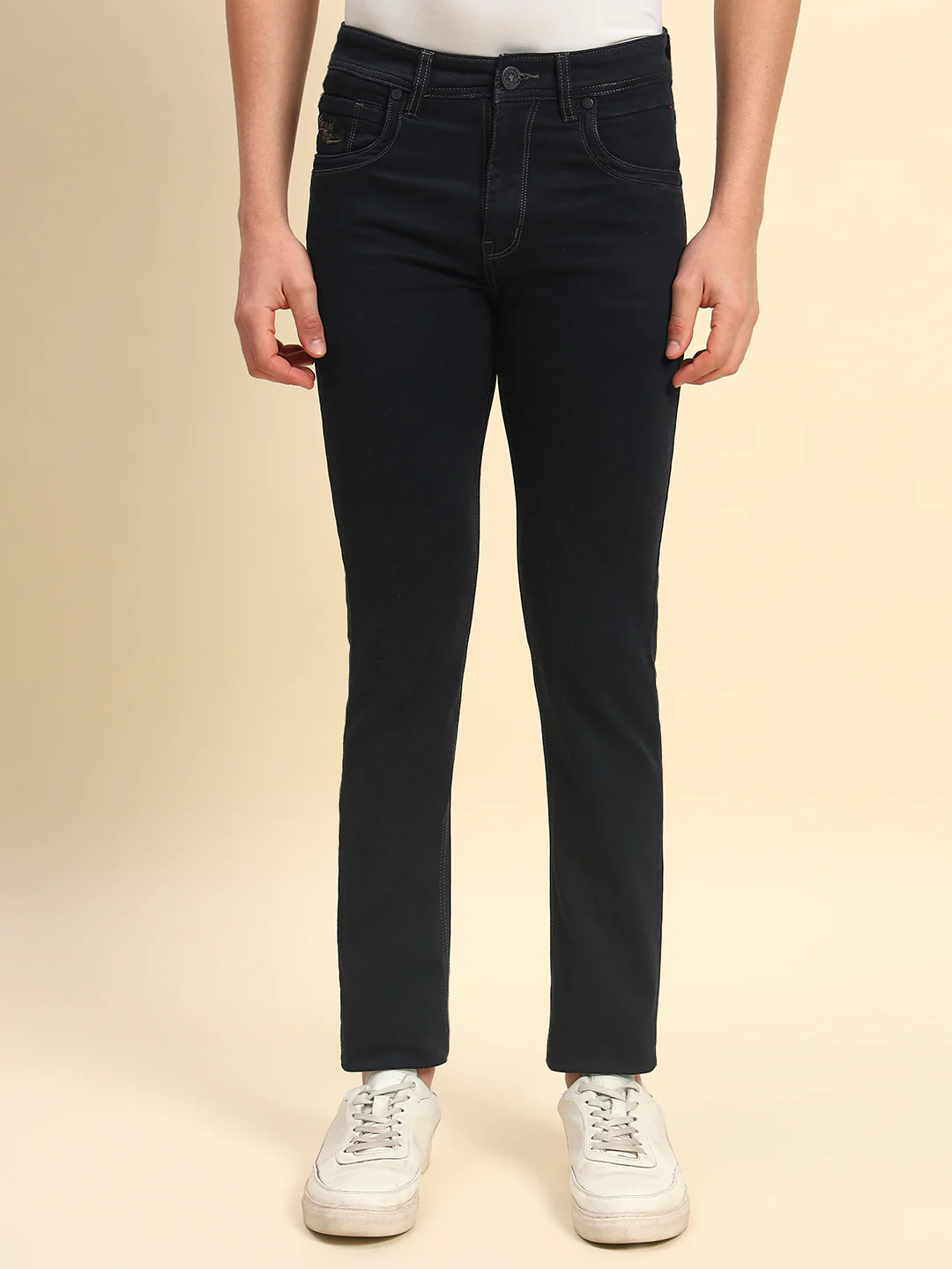 Denim Jeans for Men | Breathable & Soft with Color Fastness Straight Fit Poly Cotton Fabric Solid Pattern Button Closure - Image 2