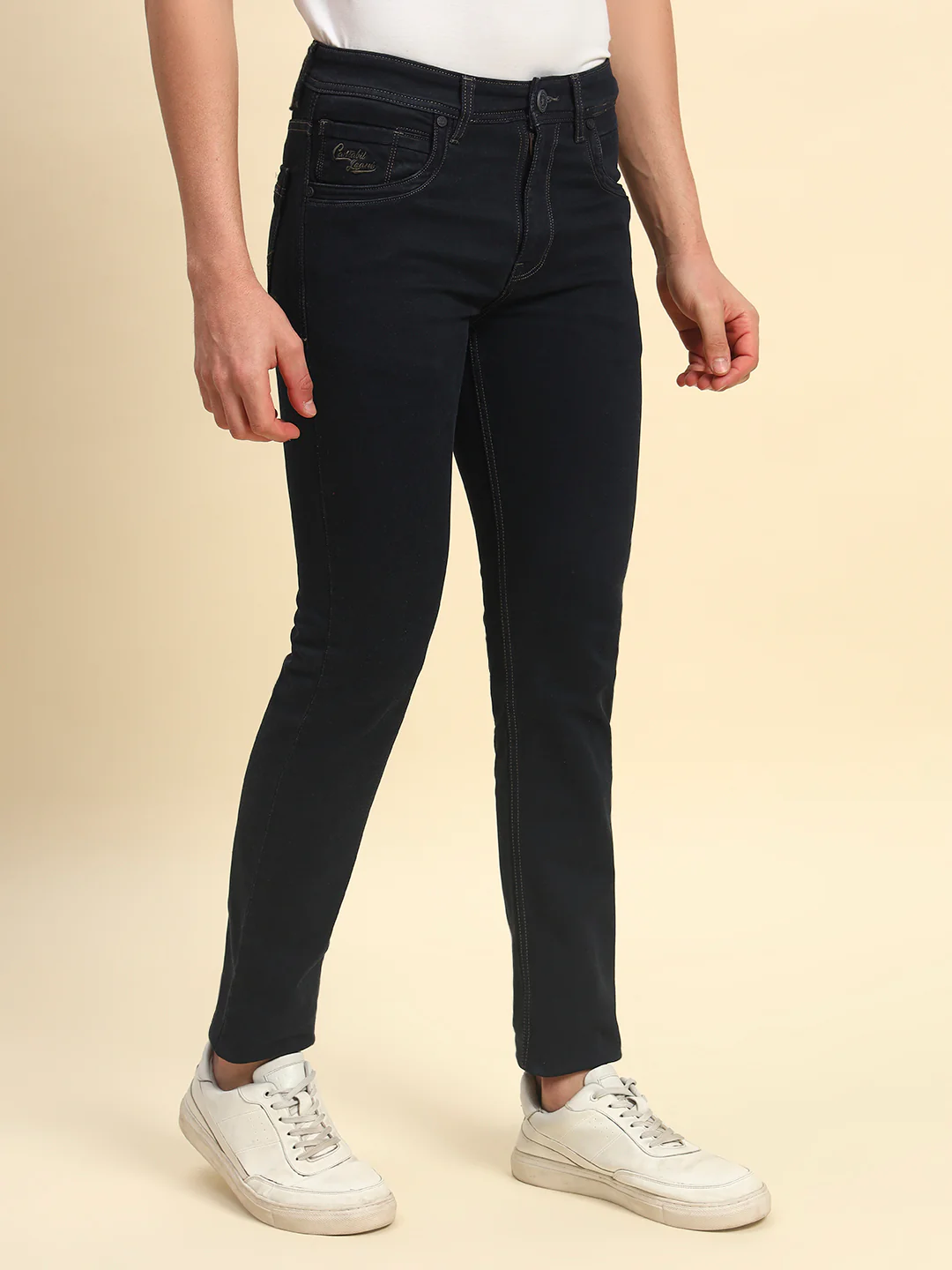 Denim Jeans for Men | Breathable & Soft with Color Fastness Straight Fit Poly Cotton Fabric Solid Pattern Button Closure - Image 5