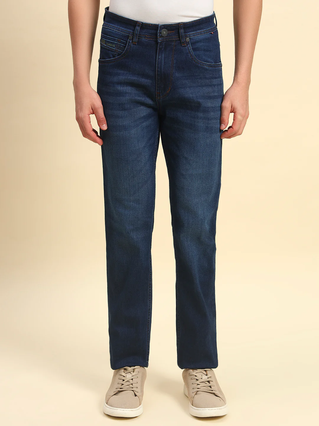Denim Jeans for Men | Breathable & Soft with Color Fastness Straight Fit Poly Cotton Fabric Solid Pattern Button Closure - Image 2