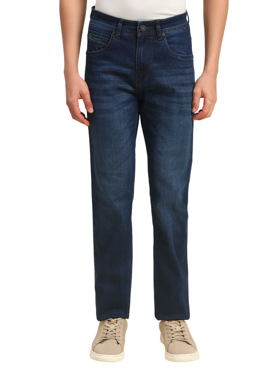 Denim Jeans for Men | Breathable & Soft with Color Fastness Straight Fit Poly Cotton Fabric Solid Pattern Button Closure - Image 3