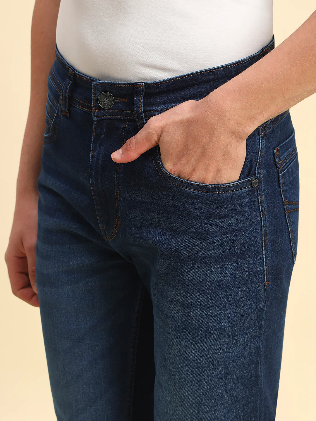 Denim Jeans for Men | Breathable & Soft with Color Fastness Straight Fit Poly Cotton Fabric Solid Pattern Button Closure - Image 6